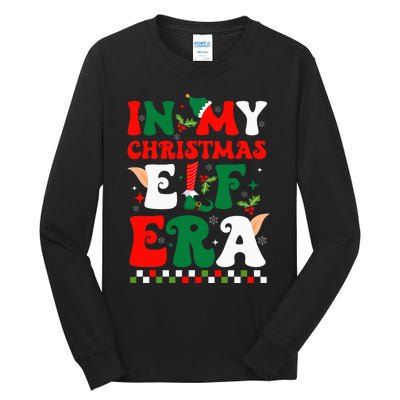 In My Christmas Elf Era Xmas Groovy Santa Squad Holiday Tall Long Sleeve T-Shirt