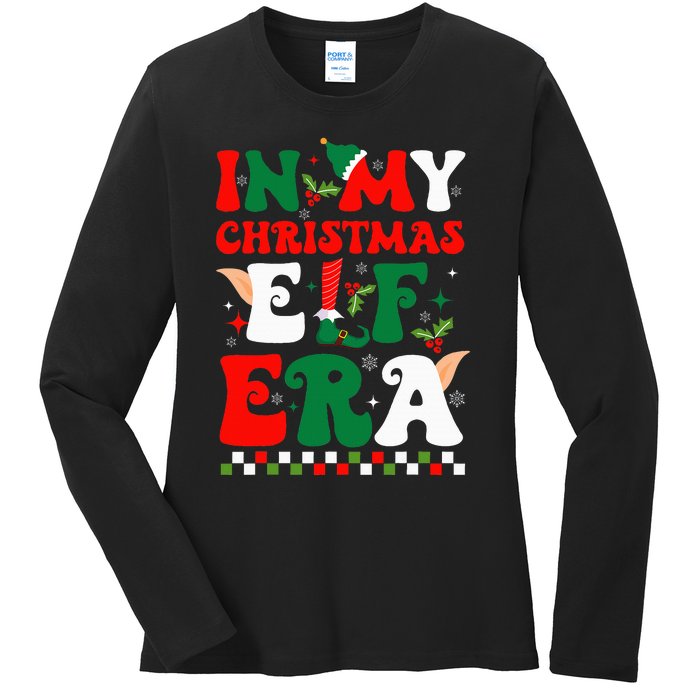 In My Christmas Elf Era Xmas Groovy Santa Squad Holiday Ladies Long Sleeve Shirt