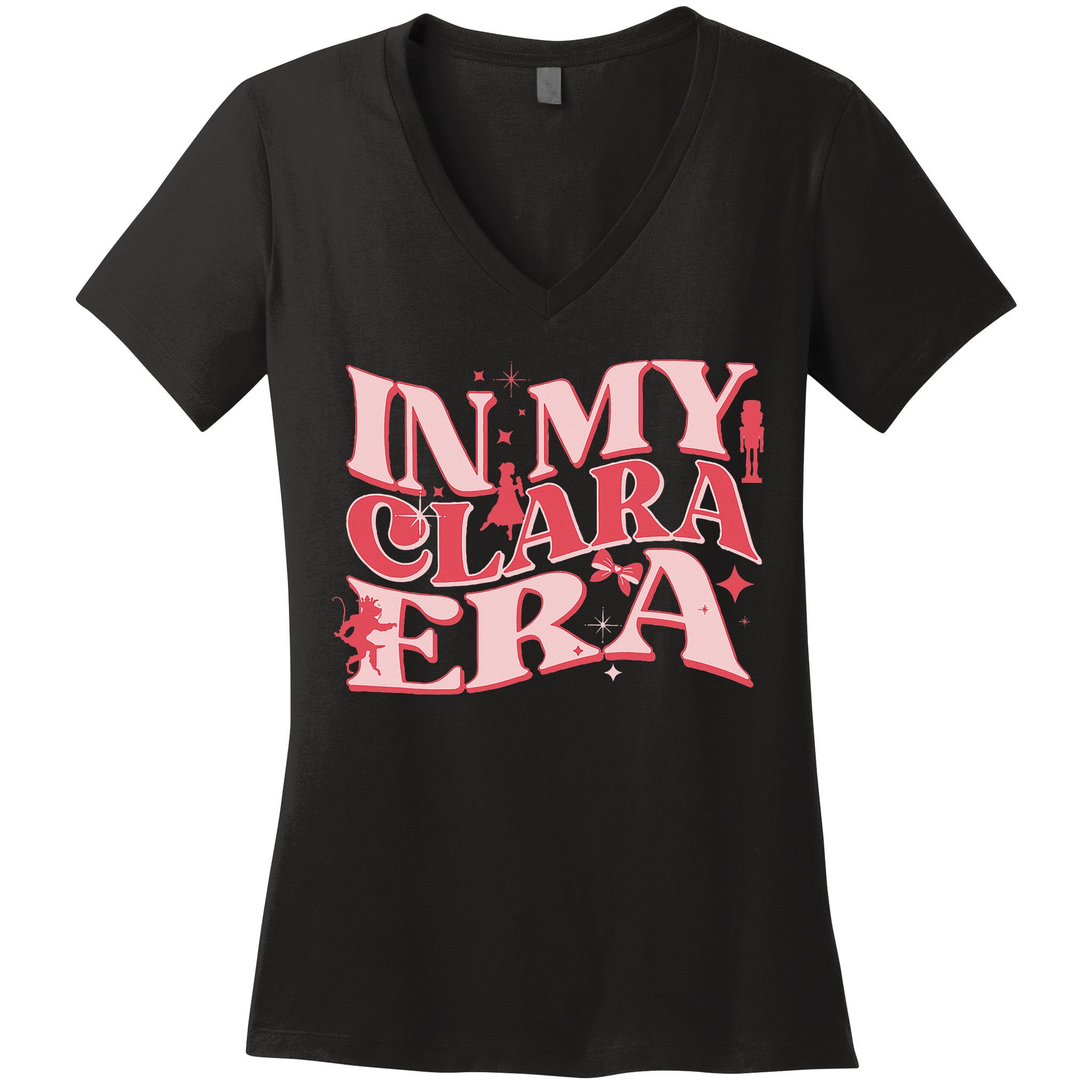 In My Clara Era Nutcracker Ballet Sugar Plum Fairy Groovy Women's V-Neck T-Shirt