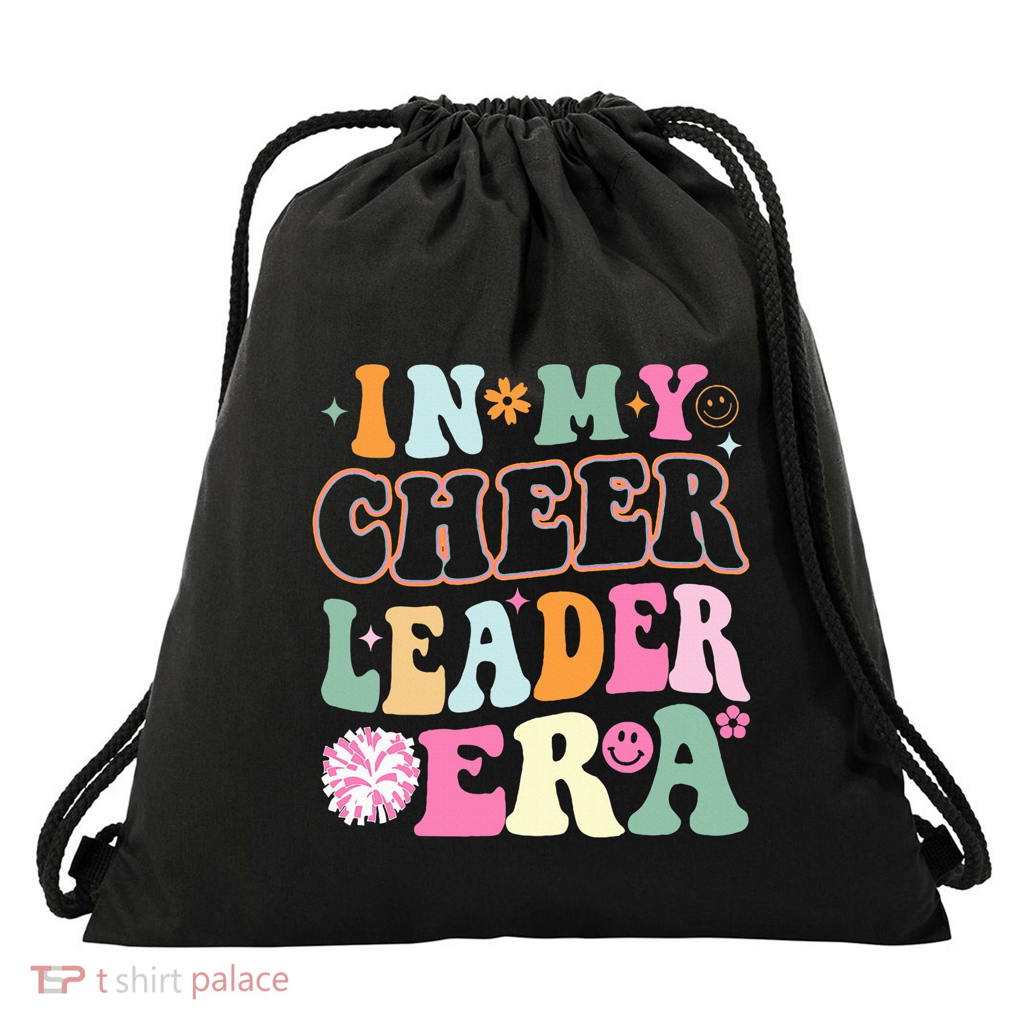 In My Cheer Coach Era Funny Retro Cheerleader Cheerleading Drawstring Bag