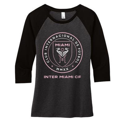 Inter Miami Cf Primary Logo Women's Tri-Blend 3/4-Sleeve Raglan Shirt