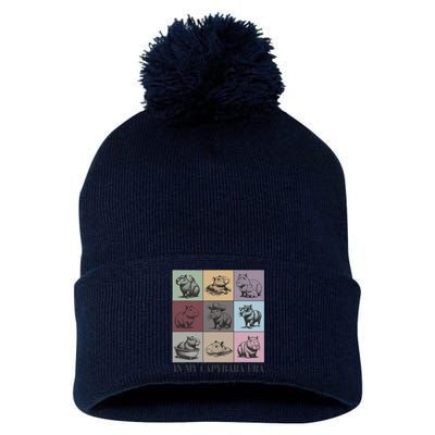 In My Capybara Era Capybara Lover Gift Pom Pom 12in Knit Beanie