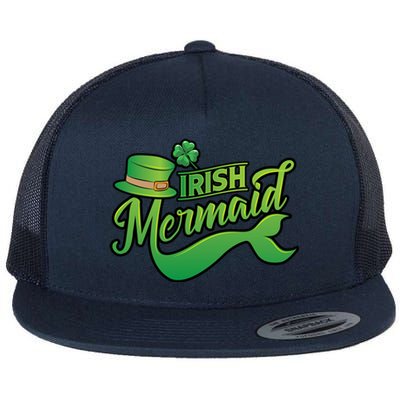 Irish Mermaid Cool St Patrick's Day Lover Funny Gift Flat Bill Trucker Hat