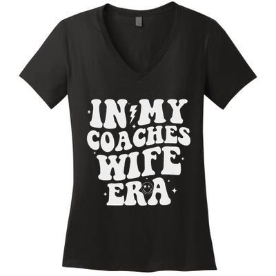 In My Coaches Wife Era Football Basketball Wife Husband Women's V-Neck T-Shirt