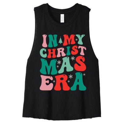 In My Christmas Era Groovy Xmas Women's Racerback Cropped Tank