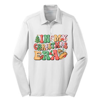 In My Christmas Era Retro Groovy Christmas Silk Touch Performance Long Sleeve Polo