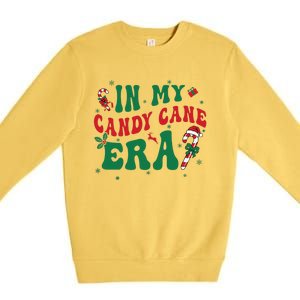 In My Candy Cane Era Groovy Christmas Holiday Xmas Premium Crewneck Sweatshirt