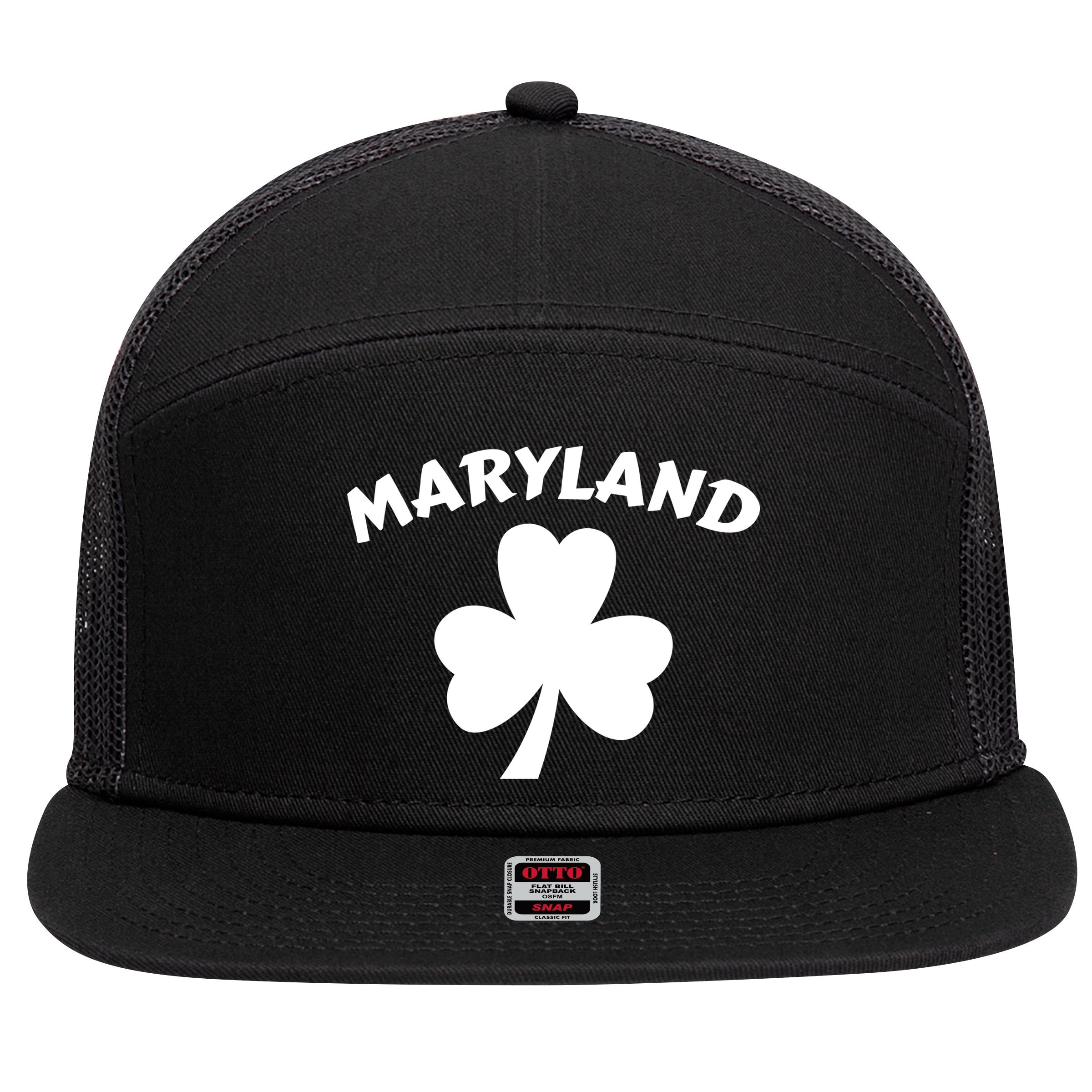Irish Maryland Clover 7 Panel Mesh Trucker Snapback Hat
