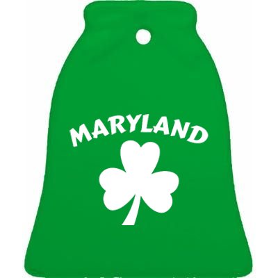 Irish Maryland Clover Ceramic Bell Ornament