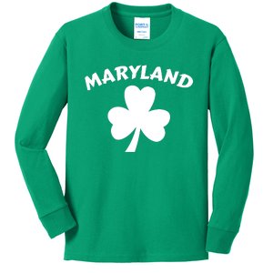 Irish Maryland Clover Kids Long Sleeve Shirt