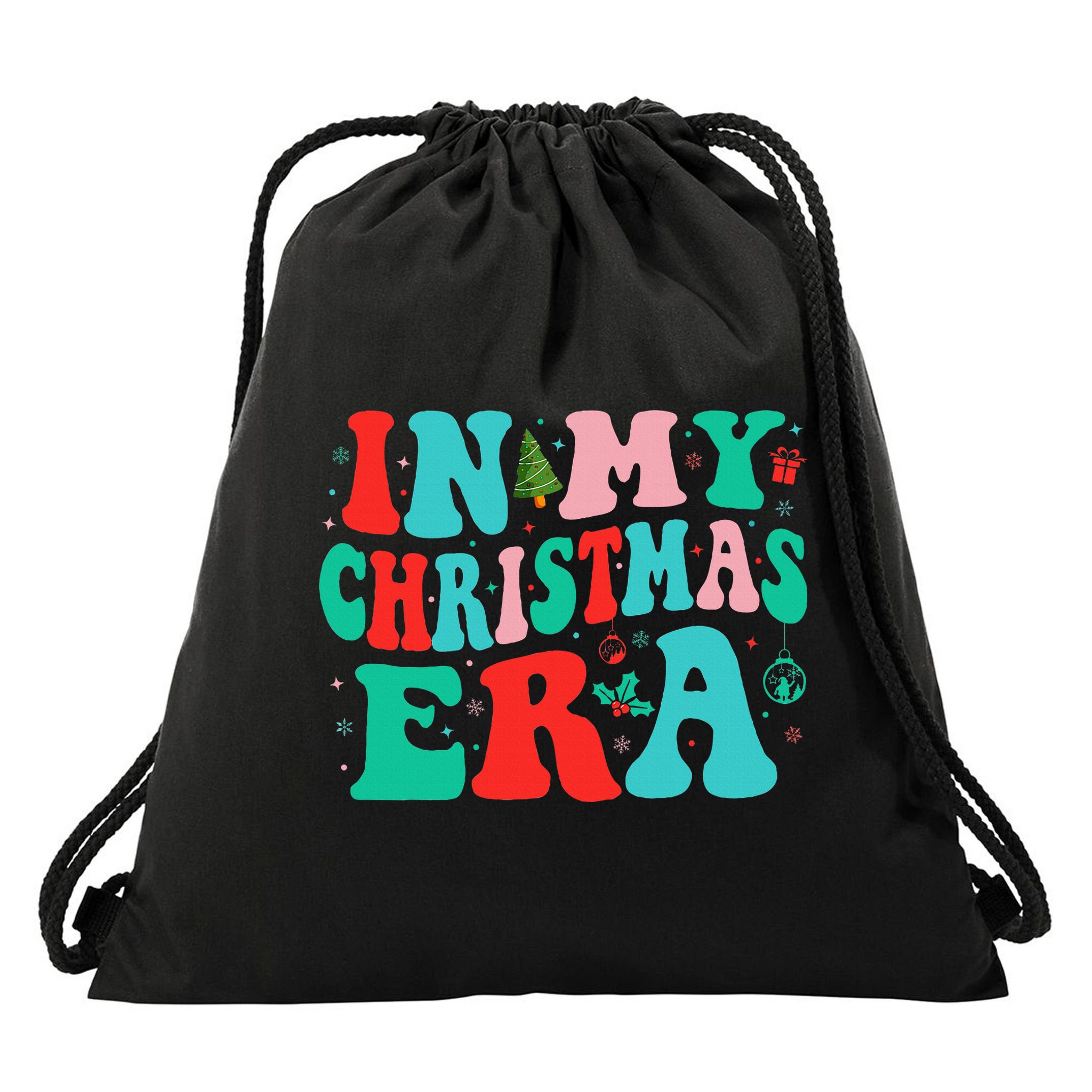 In My Christmas Era Cute Groovy Christmas Holiday  Drawstring Bag