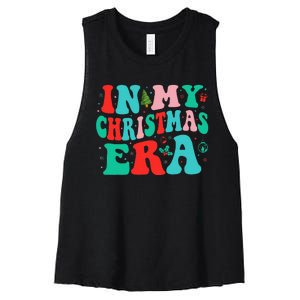 In My Christmas Era Cute Groovy Christmas Holiday  Women's Racerback Cropped Tank