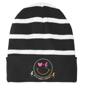 In My Cheer Mom Era Gifts Striped Beanie with Solid Band