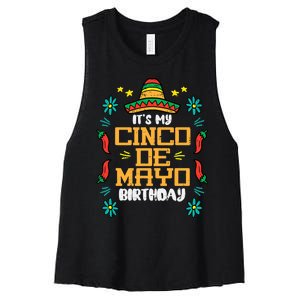 It's My Cinco De Mayo Birthday Mexican Party Women's Racerback Cropped Tank