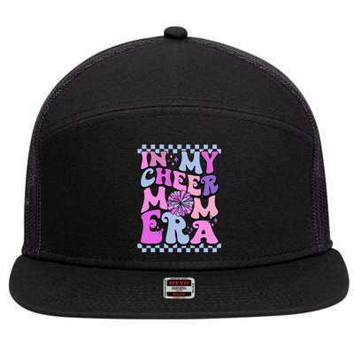 In My Cheer Mom Era Trendy Cheerleading Football Mom Life 7 Panel Mesh Trucker Snapback Hat