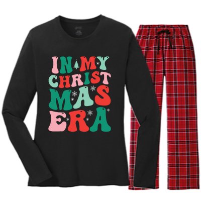 In My Christmas Era Groovy Xmas Women's Long Sleeve Flannel Pajama Set 