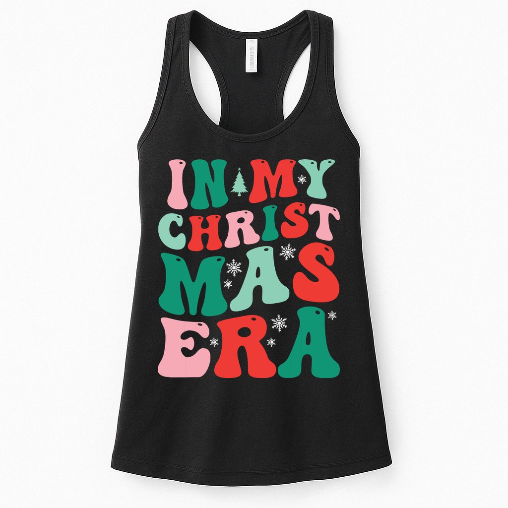 In My Christmas Era Groovy Xmas Womens Tank Top