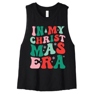 In My Christmas Era Groovy Xmas Women's Racerback Cropped Tank