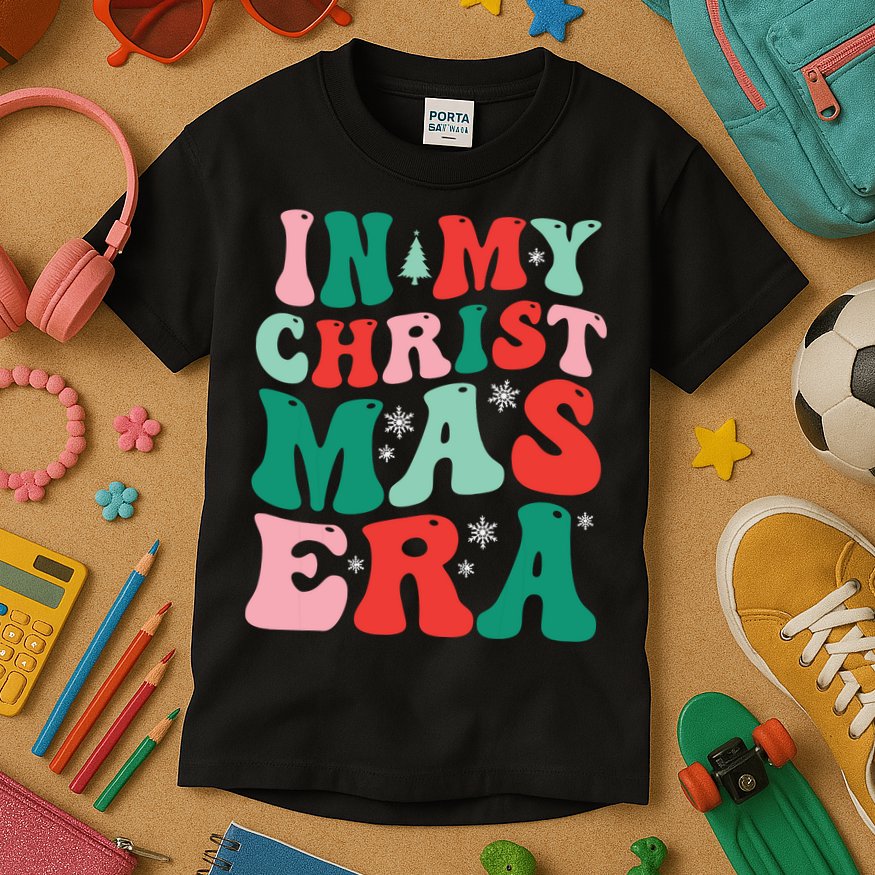 In My Christmas Era Groovy Xmas Kids T-Shirt