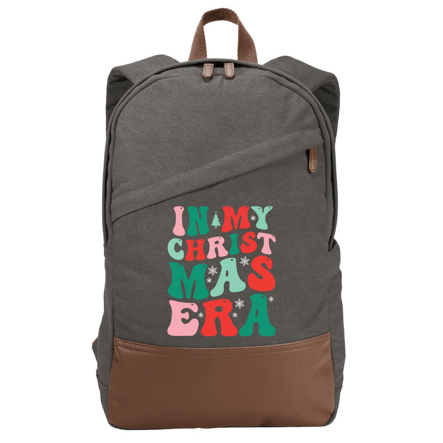In My Christmas Era Groovy Xmas Cotton Canvas Backpack