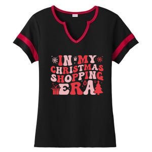 In My Christmas Shopping Era Retro Merry Christmas Holiday Gift Ladies Halftime Notch Neck Tee