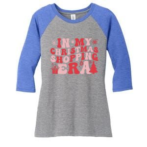 In My Christmas Shopping Era Retro Merry Christmas Holiday Gift Women's Tri-Blend 3/4-Sleeve Raglan Shirt