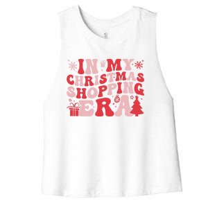 In My Christmas Shopping Era Retro Merry Christmas Holiday Gift Women's Racerback Cropped Tank