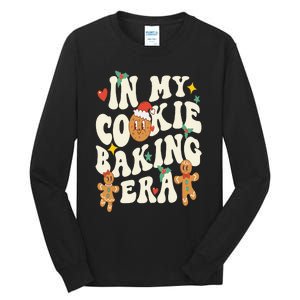 In My Cookie Baking Era Funny Holiday Baker Groovy Retro Tall Long Sleeve T-Shirt