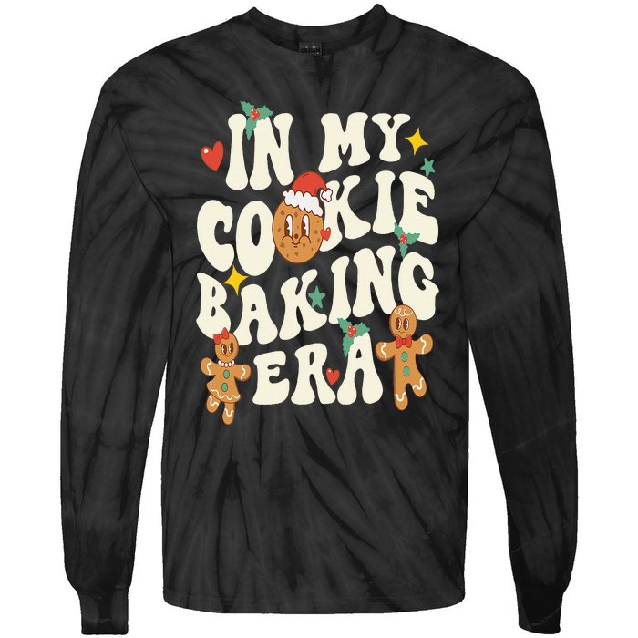 In My Cookie Baking Era Funny Holiday Baker Groovy Retro Tie-Dye Long Sleeve Shirt