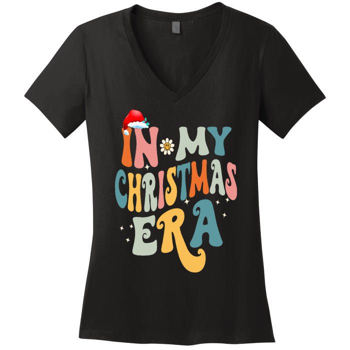 In My Christmas Era Groovy Matching Family Christmas Women's V-Neck T-Shirt