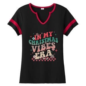 In My Christmas Vibes Era Xmas Groovy Santa Squad Holiday Gift Ladies Halftime Notch Neck Tee