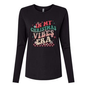 In My Christmas Vibes Era Xmas Groovy Santa Squad Holiday Gift Womens Cotton Relaxed Long Sleeve T-Shirt