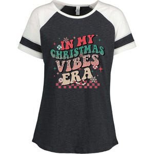 In My Christmas Vibes Era Xmas Groovy Santa Squad Holiday Gift Enza Ladies Jersey Colorblock Tee