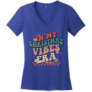 In My Christmas Vibes Era Xmas Groovy Santa Squad Holiday Gift Women's V-Neck T-Shirt