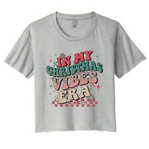 In My Christmas Vibes Era Xmas Groovy Santa Squad Holiday Gift Women's Crop Top Tee