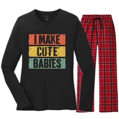 I Make Cute Babies Dad Mom Women's Long Sleeve Flannel Pajama Set 