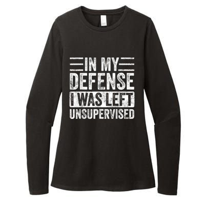 In My Defense I Was Left Unsupervised | Funny Retro Vintage Womens CVC Long Sleeve Shirt