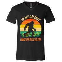In My Defense I Was Left Unsupervised Gorilla V-Neck T-Shirt