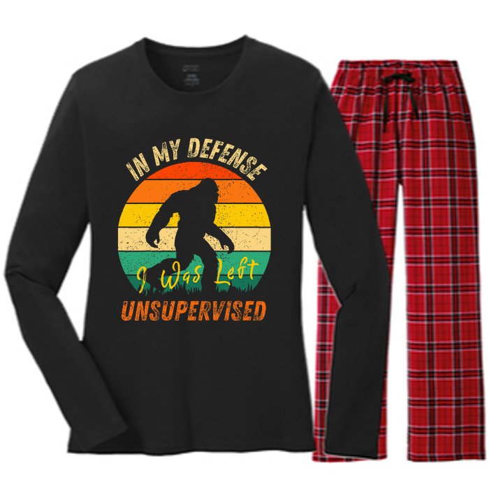 In My Defense I Was Left Unsupervised Gorilla Women's Long Sleeve Flannel Pajama Set 