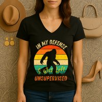 In My Defense I Was Left Unsupervised Gorilla Women's V-Neck T-Shirt