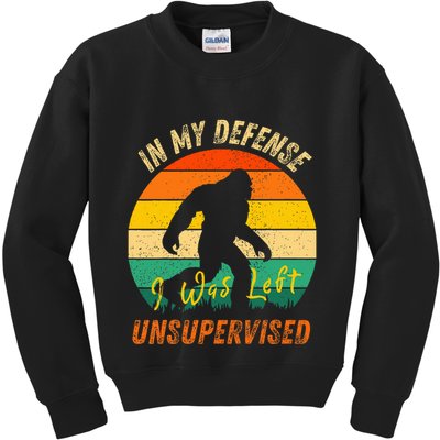 In My Defense I Was Left Unsupervised Gorilla Kids Sweatshirt