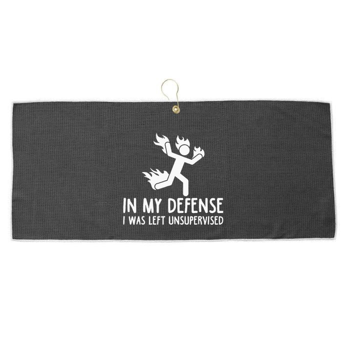 In My Defense I Was Left Unsupervised Large Microfiber Waffle Golf Towel