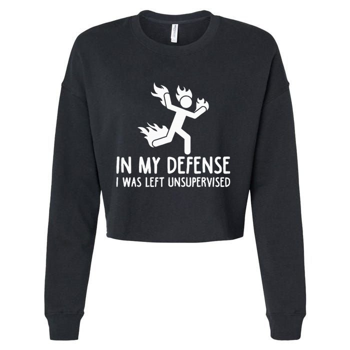 In My Defense I Was Left Unsupervised Cropped Pullover Crew