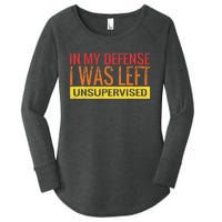 In My Defense I Was Left Unsupervised | Funny Retro Vintage Women's Perfect Tri Tunic Long Sleeve Shirt