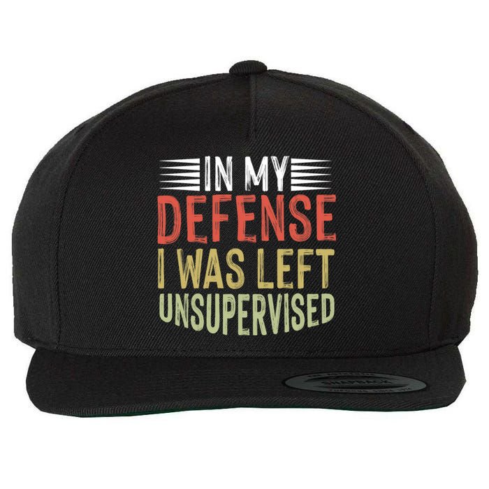 In My Defense I Was Left Unsupervised Cool Funny Wool Snapback Cap