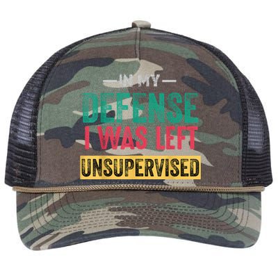 In My Defense I Was Left Unsupervised Retro Rope Trucker Hat Cap