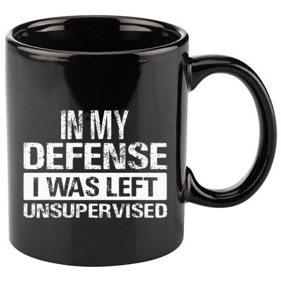 In My Defense I Was Left Unsupervised Funny Retro Vintage 11oz C Handle Ceramic Mug