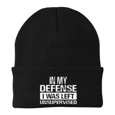 In My Defense I Was Left Unsupervised Funny Retro Vintage Beanie