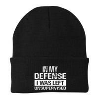 In My Defense I Was Left Unsupervised Funny Retro Vintage Beanie