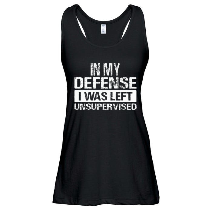 In My Defense I Was Left Unsupervised Funny Retro Vintage Ladies Essential Flowy Tank